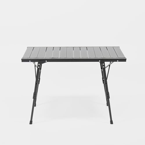 BOXIO - Tabla: mesa de camping plegable 88 x 40 cm, resistente a la intemperie, estable y plegable, mesa de exterior regulable en altura para camping, jardín, balcón y caravana, accesorios de mesa