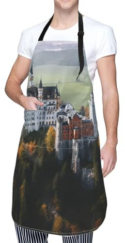 Kochschürze Männer & Fraue Deutschland Schloss Neuschwanstein Grillschürze Leicht Zu Reinigende Erwachsene Damen Küchenschürze, Für Küche, Restaurant, Zuhause, 70x84cm