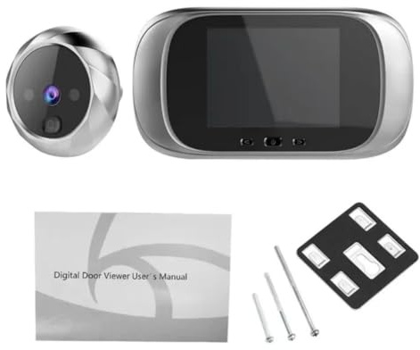 Smart digital titthålsdörrkamera, med 2,8 tums skärm automatisk fotoinspelning vidvinkellins batteridriven dörrvisare för hemsäkerhetsövervakning (silver)