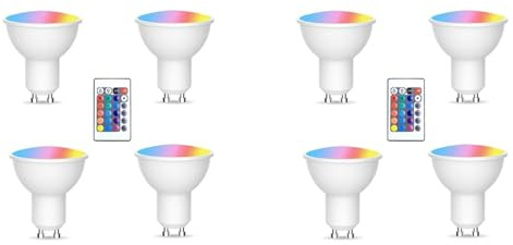 Aboiled 8pcs Gu10 Bulbs and 1remote Control with Memory Function 17colors Changeable Spot Ligh 4dynamic Lighting Modes Spotlight