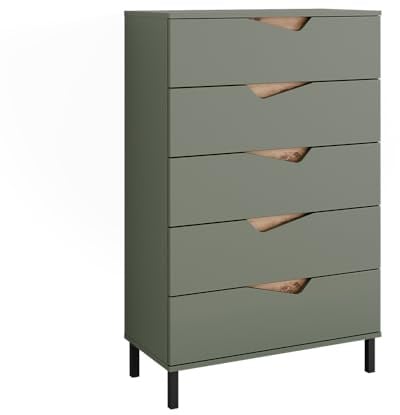 Vicco Kommode Marelle, Grün/Artisan, 76 x 120 cm | mit 5 Schubladen, geeignet zur Aufbewahrung von Kleidung und Alltagsgegenständen