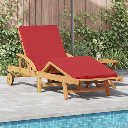 Frdhee Tumbona de jardín para 1 persona, color rojo, 40 x 40 x 40 cm, madera maciza de acacia, para camping, jardín, piscina