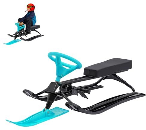 Rennrodel, Lenkschlitten für Kinder ab 3 Jahre, robust & frostbeständig, leicht & handlich, Tragfähigkeit 100 kg, 114 × 50 × 38 cm