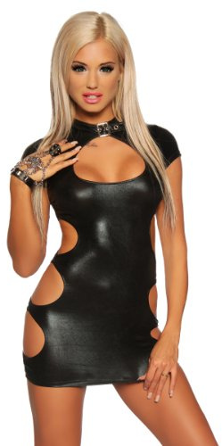 SARESIA Wetlook-Mini-Kleid Damen schwarz S