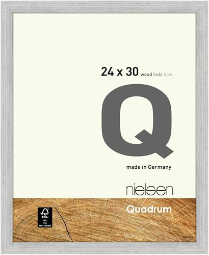 nielsen Bilderrahmen, 24 x 30 cm, Holz, Silber, Rahmen zum Aufhängen im Hoch- & Querformat, Echtglas, Quadrum