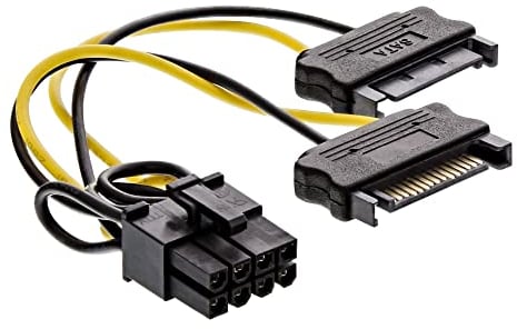 InLine 285118 26628D Stromadapter intern, 2x SATA zu 8pol für PCIe (PCI-Express) Grafikkarten, 0,15m