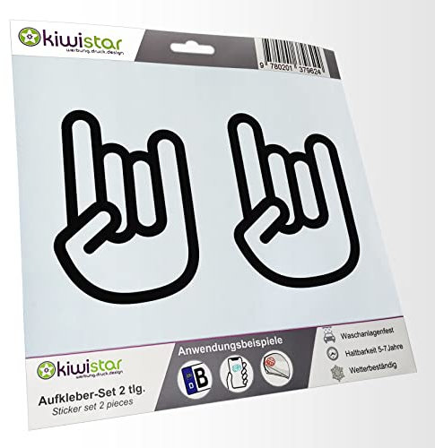 hauptsachebeklebt - 2X Kennzeichenaufkleber - Rock'n'Roll Hand - Metal Hand - Autoaufkleber - Evolution Charles Darwin Aufkleber für Auto, Laptop, Fahrrad, LKW, Motorrad Mehrfarbig JDM Decal Racing