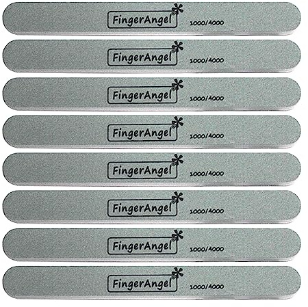FingerAngel 20pcs Nail Buffer File Polisher, 1000 & 4000 Grit, Green & White, EVA Foam & Plastic, DIY Manicure Tool