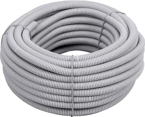 Meister Isolierrohr flexible Ausführung - 25 Meter - lichtgrau - 320 N (leicht) - M16 Gewinde - Flammwidrig - Geeignet für Unterputz & Hohlwände / Wellrohr / Leerrohr / Schutzrohr / 7480560