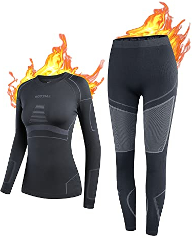 NOOYME Thermounterwäsche Damen Atmungsaktiv und Thermowäsche Set Funktionswäsche Anti-bakteriell und Flexibel Skiunterwäsche Warme Unterwäsche für zu Hause und Sport im Herbst Winter