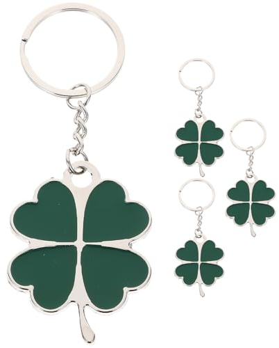 Amosfun Porte-CléS TrèFle À Quatre Feuilles - Lot De 4, Accessoire Chic En Alliage De Zinc, IdéAl Pour La Saint-Patrick, Symbole De Chance Et DéCoration Multifonctionnelle