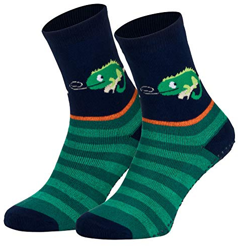 Piarini 2 Paar Kinder Stoppersocken ABS Socken - Anti Rutschsocken mit Noppen aus Baumwolle - Jungen Mädchen Geringelt