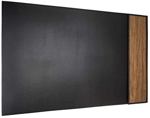 Schreibtisch-UnterlageTOM für Linkshänder | Echt-Holz und Rindleder | Schreibunterlage Büro | By Sebastian Sturm (Amazaque, 32,5 Zoll (700 mm x 440 mm))