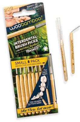 Woobamboo Lot de 8 petites brosses interdentaires écologiques en bambou