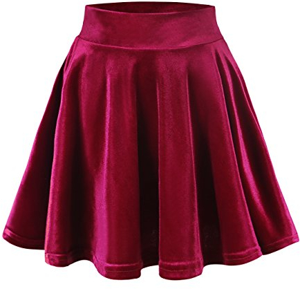 Urban CoCo Mini jupe patineuse évasée basique pour femme, décontractée et passe-partout, tissu élastique, Rouge, XX-Large