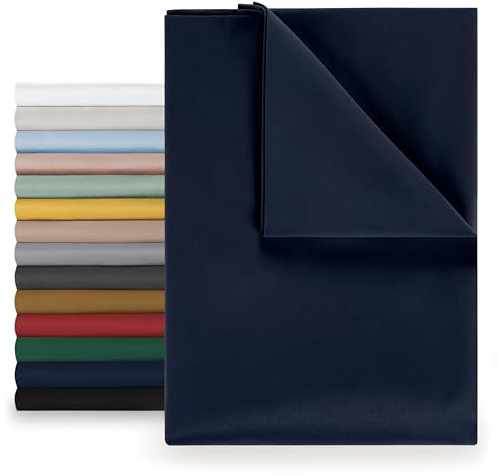 Blumtal® Basic Betttuch 280x275 cm für Matratzen 180x200 cm - Bettlaken ohne Gummi - OEKO-TEX zertifiziertes Betttuch ohne Gummi - Leintuch aus Microfaser - Bettlaken 180x200 in Dark Ocean Blue - Blau