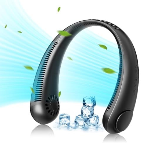 Nackenventilator, Tragbarer Blattloser Nackenventilator, 4000mAh Wiederaufladbarer Persönlicher Ventilator mit 3 Geschwindigkeiten für Wandern, Outdoor, Zuhause, Büro, Einkaufen, Camping, Picknick