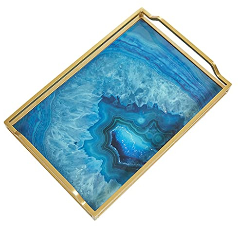 ZOGBX Spiegeltablett, Valet Tray, Vintage Spiegel Tablett - Metall Tablett - Dekotablett Als Schminktisch Aufbewahrung - Schmuck/Make Up Organizer - 38 X 26 X 4 cm