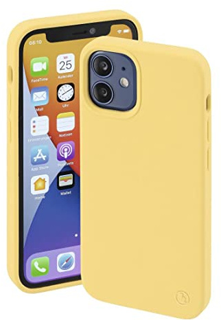 Hama Hülle für Apple iPhone 12 mini kompatibel mit MagSafe (Magnetische Hülle für induktives Laden, Handyhülle schützt vor Stößen, Kratzern und Schmutz, seidig Mattes Case aus robustem TPU) gelb