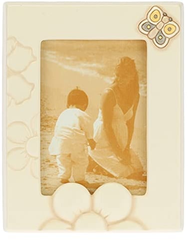 THUN - Portafoto - Accessori per la Casa - Idea Regalo - Linea Elegance - Ceramica, Telaio in Legno di Pino e Vetro - 16x2,1x20,5 cm h; Formato Foto 9,2x13,6 cm