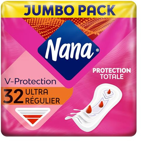 Nana Ultra Régulier Serviettes Hygiéniques - Flux Modérés - 32 Serviettes En Pochette Individuelle