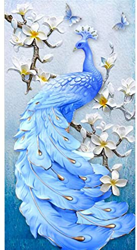 Instarry 5D Diamond Painting Bilder Full Groß Blauer Pfau Wandbilder Wohnzimmer 60x100 cm