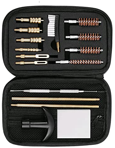 Gexmile 16 Pezzi Kit di Pulizia per Pistola Fucile Pulizia Le Spazzole per Mocio Caccia Softair Fucile per .22/.357/.38/9mm/.40/.45 Cal