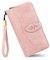 conisy Portefeuille en Cuir Grande pour Femmes, Femme Embrayage Protection RFID Blocage Grande Capacite Longue Portefeuille avec 23 Emplacements pour Cartes et Bracelet (Rose)