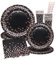 INHEMING 80 Pièces Vaisselle de Fête Noir et Or Rosa, Vaisselle Papier Set Comprendre avec Assiettes Tasses Pailles Serviettes pour Fêtes Anniversaires Mariages(20 Invités)