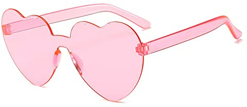RUNHUIS Herz-Sonnenbrille Randlos Liebe Herzform Brille für Damen Herren Süßigkeitsfarbe Party-Sonnenbrille(Rosa)