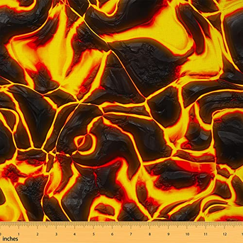 Vulkan Stoff Meterware Volcanic Rock Polsterstoff Halloween Lava Fluid Liquid Tapestries Dekostoff Natur Drinnen Draußen Stoff DIY Kunst Boot Patchwork Orange Schwarz 92 x 150 (HxB)