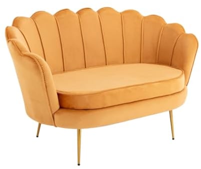 Vente-unique - 2-Sitzer-Sofa, Muschel, Velours, Senfgelb, Dandelion