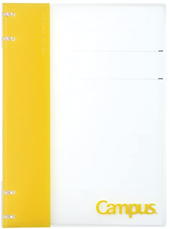 Kokuyo Campus Nachfüllbares Notizbuch, B5, 2 x 2, schmales Ringbuch, Notizbuch mit anpassbarer Titelseite, 40 Blatt Kapazität. Geeignet für lose Blätter mit 26 Löchern, Gelb (RU-NP704Y)