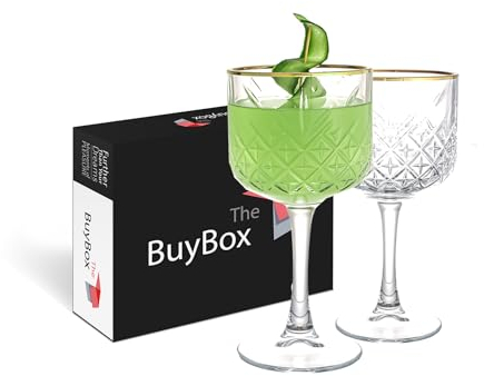 GOSOYO Calice extra large in vetro, con bordo dorato, bicchieri vintage coupé, bicchieri Aperol Spritz, calici da vino/cocktail, bicchieri da champagne a stelo lungo (oro, 2)