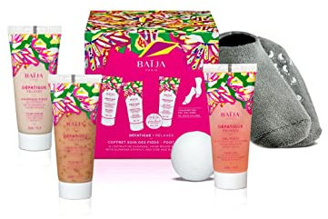 Baïja - Coffret pieds défatiguant - 1 exfoliant 30ml + 1 masque 30ml + 1 paire de chaussettes + 1 Gel rafraîchissant 30ml