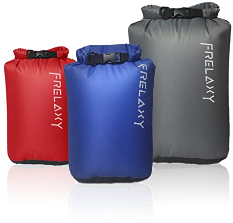 Frelaxy wasserdichte Taschen 3-Stück/5-Stück, Ultraleicht Dry Bag, Outdoor Trockenbeutel Aufbewahrungsbeutel für Wandern, Camping, Schwimmen, Bootfahren, Kajakfahren(3-Stück)