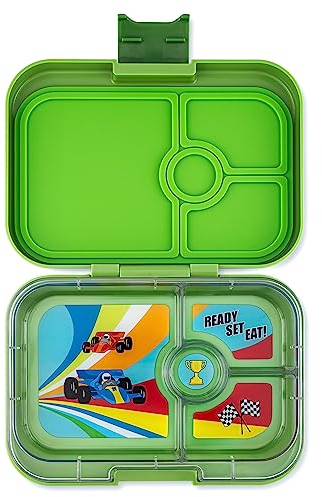 Yumbox Panino - Lonchera Bento a prueba de fugas para niños y adultos (Matcha Green (Race Cars Tray)) (MGII202303C)