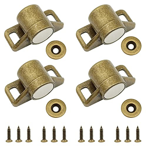 KtbeYTi 4 Piezas Pestillo Magnético Imanes para Puerta Cierre Magnético de Puerta, para Puertas Armarios Gabinetes, Bronce