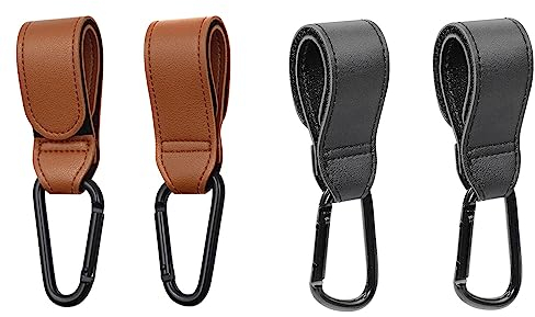 Kinderwagen Haken Clips Buggy-Clips Träger Kinderwagen Haken bag hooks for stroller kinderwagen clips Leder Buggy-Clips für Einkaufs, Windel Taschen und Umkleide, Kinderwagen Zubehör 4 Stück