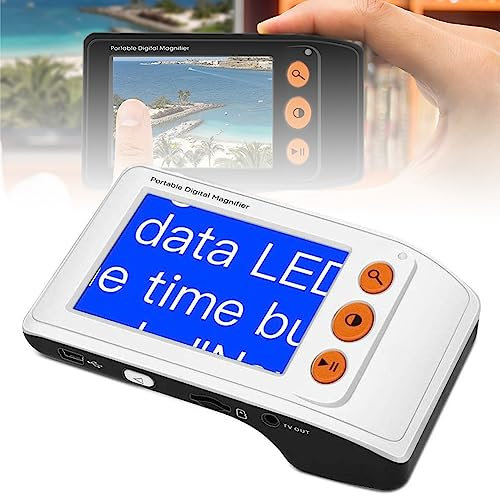 Portable Electronic Reading Aid, Digital Magnifier, 2X-25X Zoom Digital Video Magnifier, 8 Kinds Color Modes, 3.5 Inch LCD Screen for Low Vision Foldable Handle white