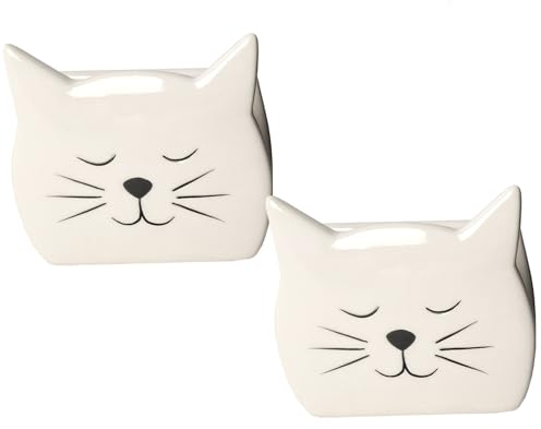 Paulilia Porte-éponge pour Plan de Travail, Porte-éponge en céramique, Porte-éponge en Forme de Chat pour Cuisine, évier, décoration de Cuisine, Accessoire de Cuisine Mignon (Blanc)