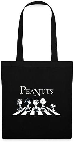 Spreadshirt Peanuts and Friends Abbey Road Stoffbeutel, One size, Schwarz