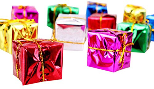 12 Deko Geschenkpäckchen 30x30x30mm bunt mit Schleife Weihnachten Dekoration Christbaum Tannenbaum Schmuck