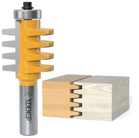 XDENGP Professional Finger Joint Router Bit 1/2 Shank, Reversible Finger Glue Joint Router Bit for Woodworking, Finger Joint Bit, Joinery Router Bit for DIY Door Table Cabinet Shelve Furniture