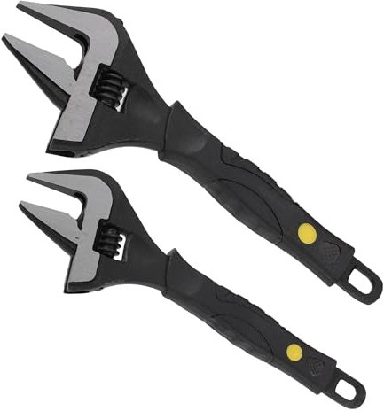 A ABSOPRO Juego de Llaves Ajustables de Boca Ancha, Tamaño, Acero, Negro, 2 Unidades 8, 10