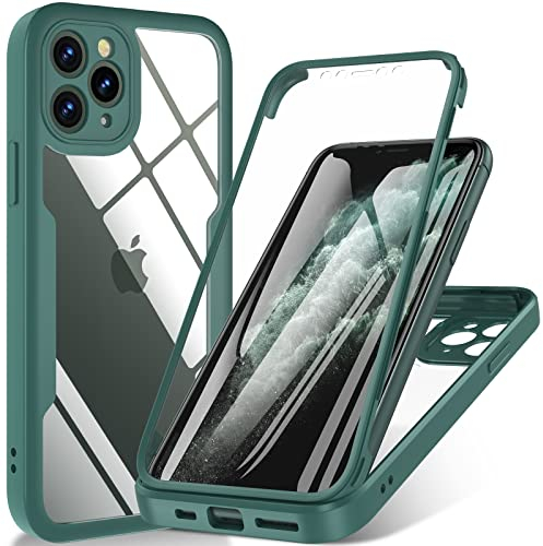 ottpluscase Coque iPhone 11 Pro, Antichoc Housse iPhone 11 Pro avec Protection D'écran, 360° Téléphone Etui Double Case Portable Intégrale Coque pour iPhone 11 Pro,5,8 Pouces-Vert