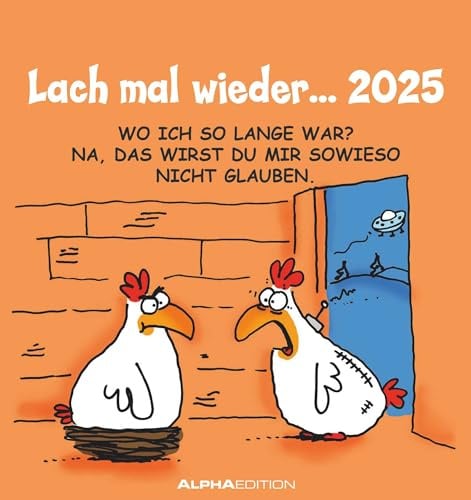 Alpha Edition - Lach mal wieder... 2025 Postkartenkalender, 16x17cm, Kalender mit Postkarten zum Heraustrennen, Monatsübersicht, zum Aufstellen oder Aufhängen und internationales Kalendarium