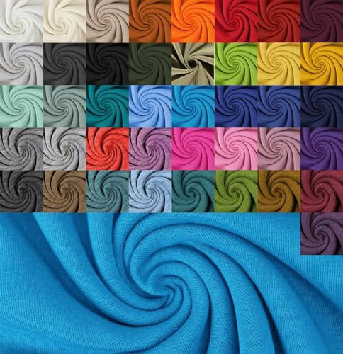 Generisch Wintersweat Meterware Uni - Sweatshirt Stoff meliert - Baumwoll Sweat zweifarbig - weicher Stoff für Pullover/Hoodies - ÖkoTex 100 *Ab 50cm, Farbe: 004 türkis