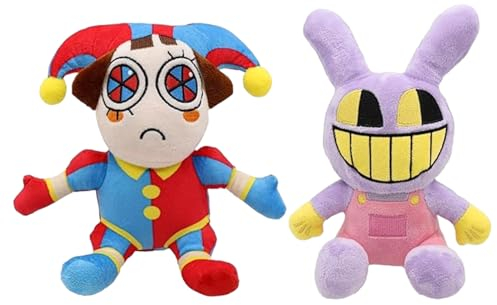 Ficlwigkis The Digital Circus Plush,Pomni Jax Plush,Geschenke für Frauen,Zirkus Puppen,Lustige Geschenke,Plüsch Spielzeug, Pomni Plushies,Der Unglaubliche Digitale Zirkus Plüschtiere (2 Stücke)