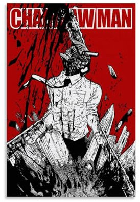 Lanrenous Chainsaw Poster Man Vintage Comic Canvas Poster Wall Art Decor Living Room Bedroom Decoration Posters 12x18inch(30x45cm) Unframe-Chainsaw Poster Man Vintage Comic